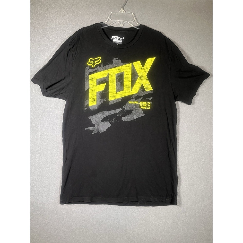 Fox Racing Motocross Graphic Tee Shirt Black Neon Yellow XL Flaws